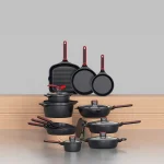nonstick black cookware set 12 piece display Nonstick Aluminium Black Cookware Set for 12-Piece Non Stick Pan and Pot Set