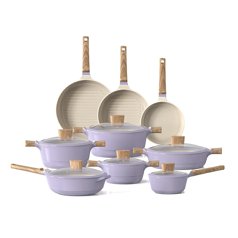 nonstick cookware set 10 piece purple Nonstick 10-Piece Purple Pot Cookware Set