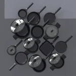 complete cookware set overhead view Nonstick 12-Piece Black Die Casting Aluminium Cookware Set
