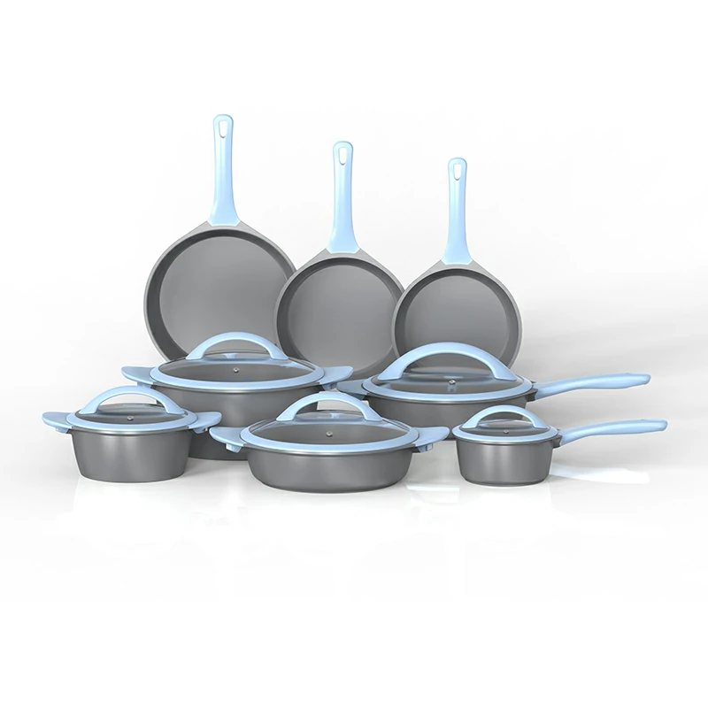 grey aluminium nonstick 9piece cookware set Nonstick 9-Piece Grey Aluminium Cookware Set