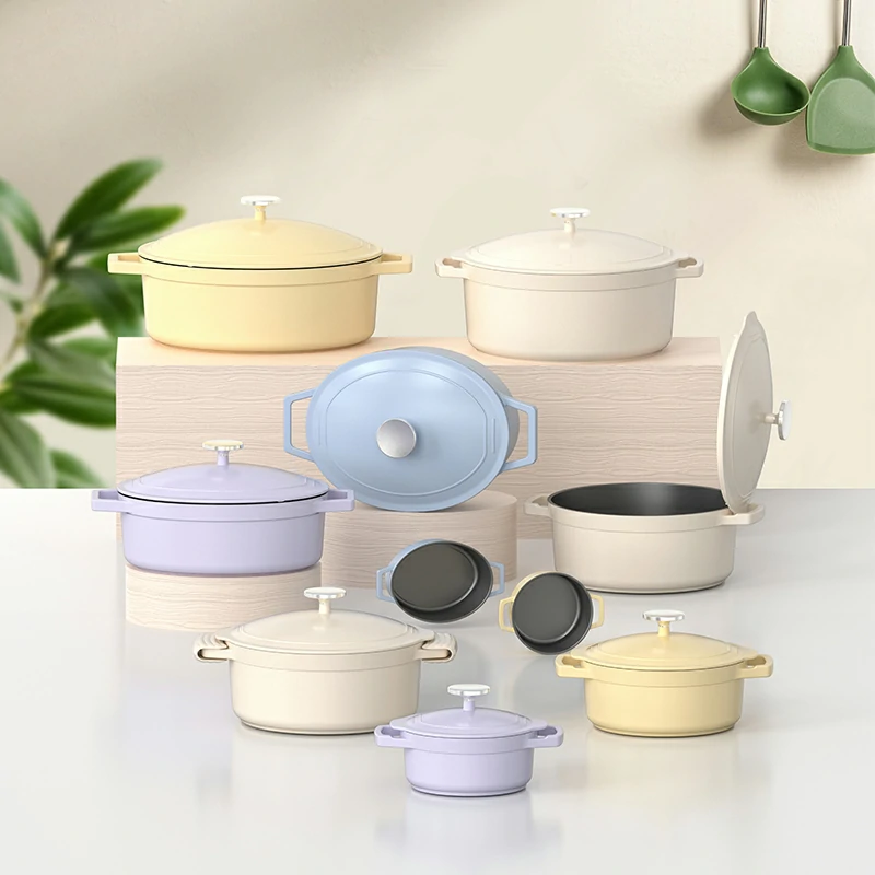 hard anodized nonstick cookware set multi color display Nonstick Fry Crepe Pan/Stock Pot Cookware Set