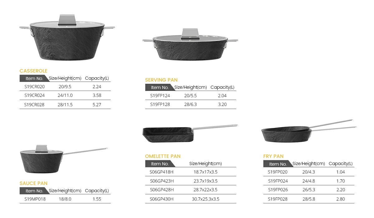 D02 12-piece aluminum non-stick cookware set Size