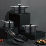 thermo point red dot induction hard anodized nonstick black cookware set Thermo-point Red Dot induction Nonstick Black Cookware Set